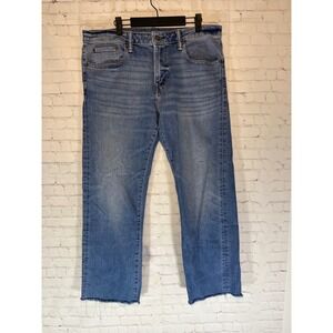 American Eagle Airflex Classic Bootcut Jeans Mens 34x30 Medium Wash Blue Raw Hem